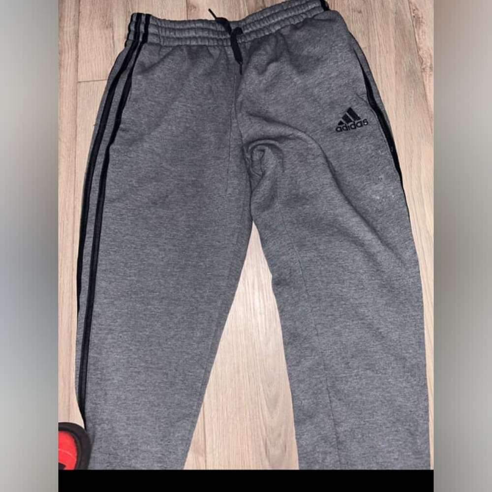 Adidas Kids Charcoal Joggers with Black Stripes